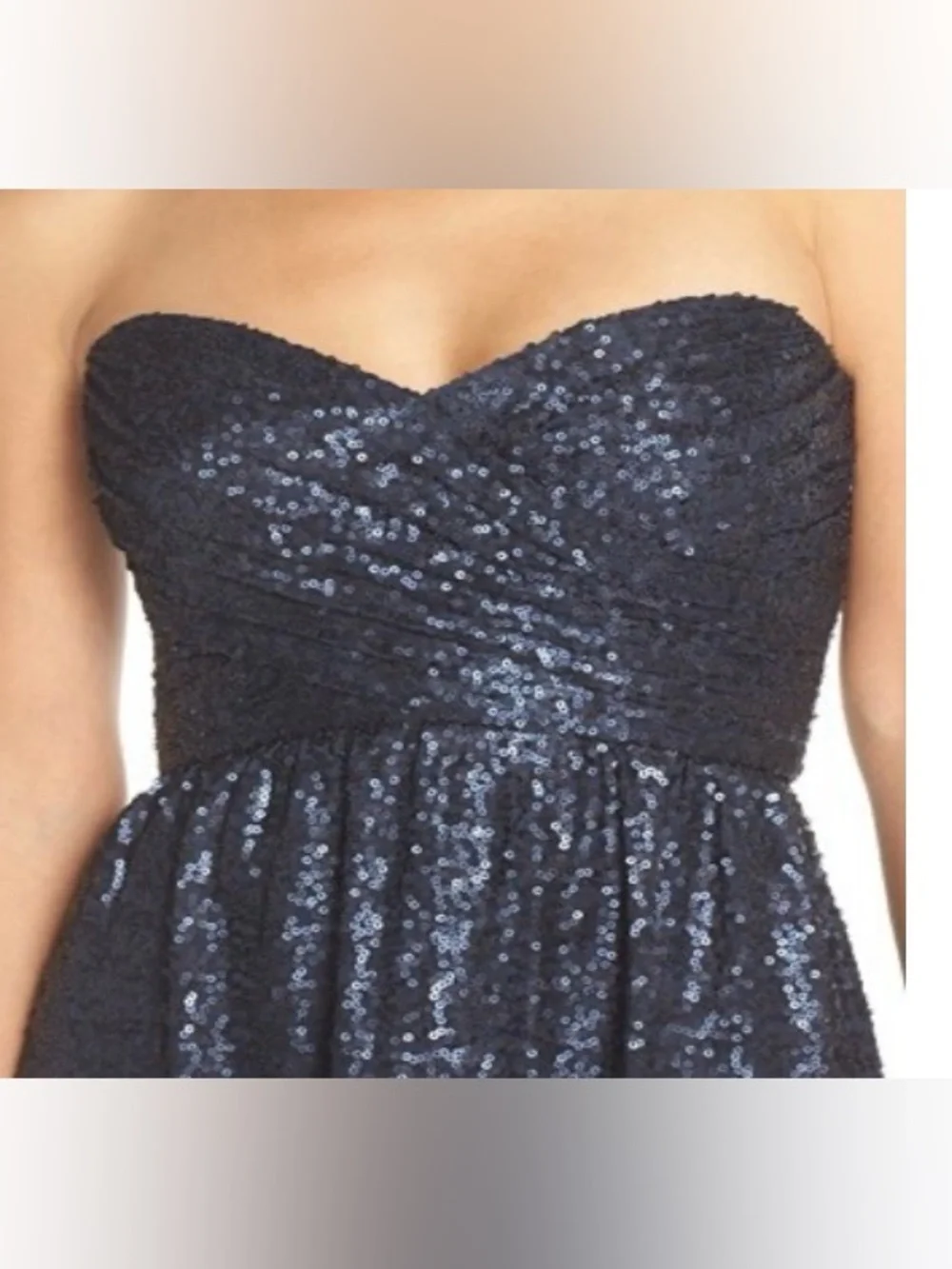 Amsale Formal Gown Black Sequins Strapless Dress